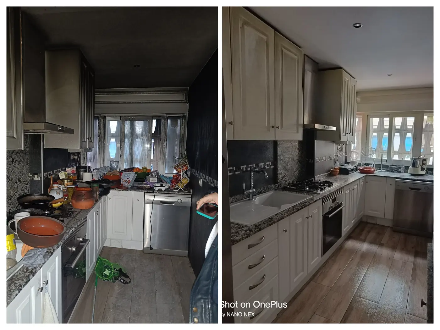 Antes y después de limpieza post incendio en Alcobendas - caso real 1